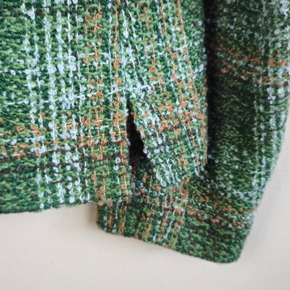 Vintage Harve Benard Fur Collared Trim Wool Blend Green Tweed Blazer Jacket 6 - Picture 9 of 15